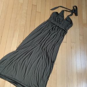 Olive Green Halter Neck Maxi Dress